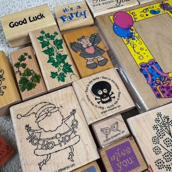 Vintage Rubber Stamp Collection 8lbs Lot 80s 90s 00s Holiday Flowers Animal Etc - Picture 3 of 5